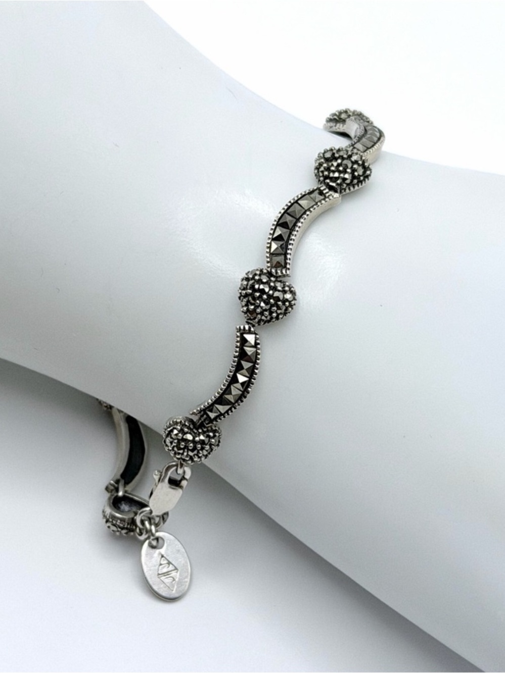 Vintage Judith Jack Sterling Silver Sparkling Marcasite Bracelet 6.5” EUC